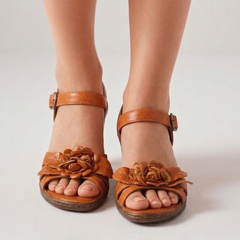 Born Women's Heels in Orange with Floral Design